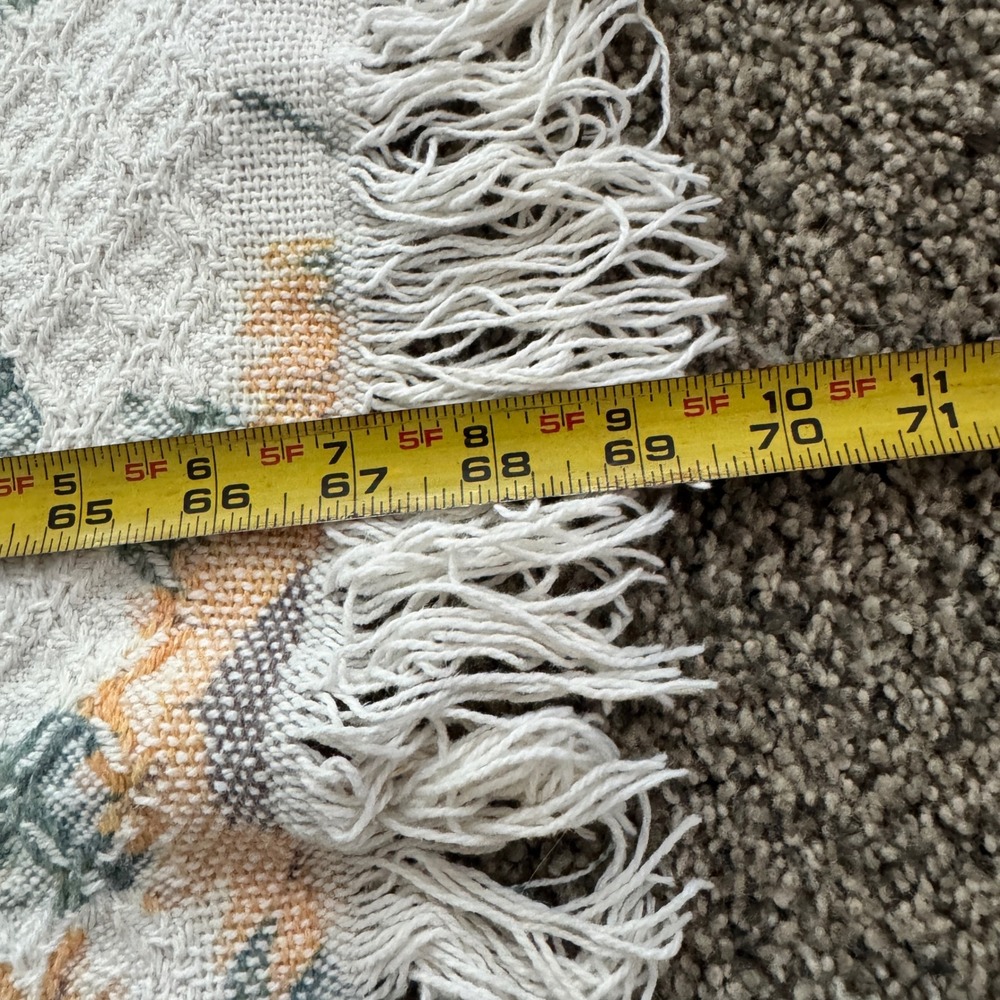 Vintage Woven Sunflower Throw Blanket Fringed Cotton Tapestry 68x48 Farmhouse - Picture 5 of 7